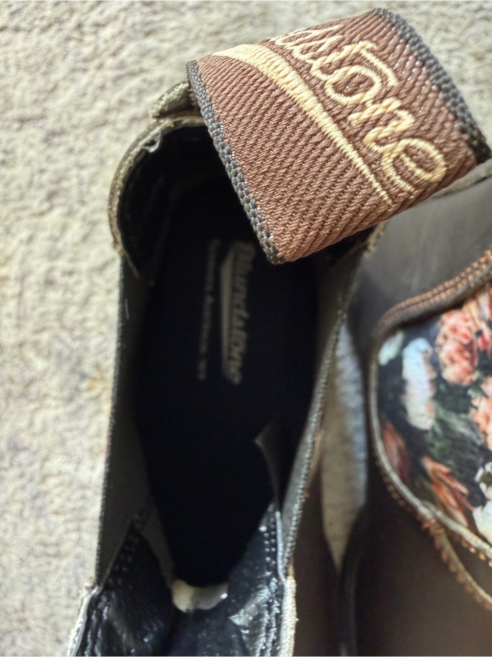 Blundstone Brown Leather Chelsea Boots with Floral Side Panels - Picture 5 of 8